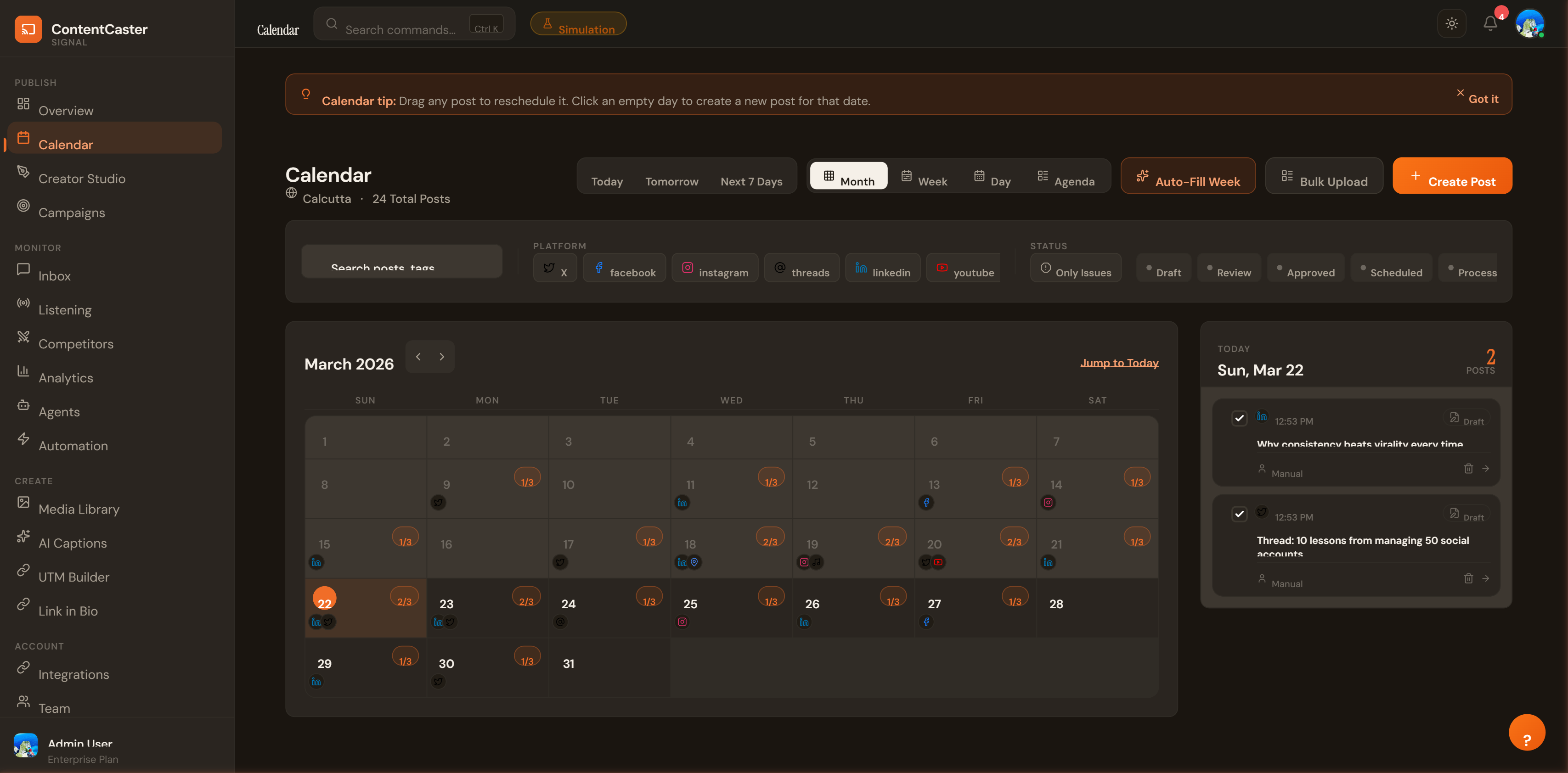 AI-powered Content Calendar